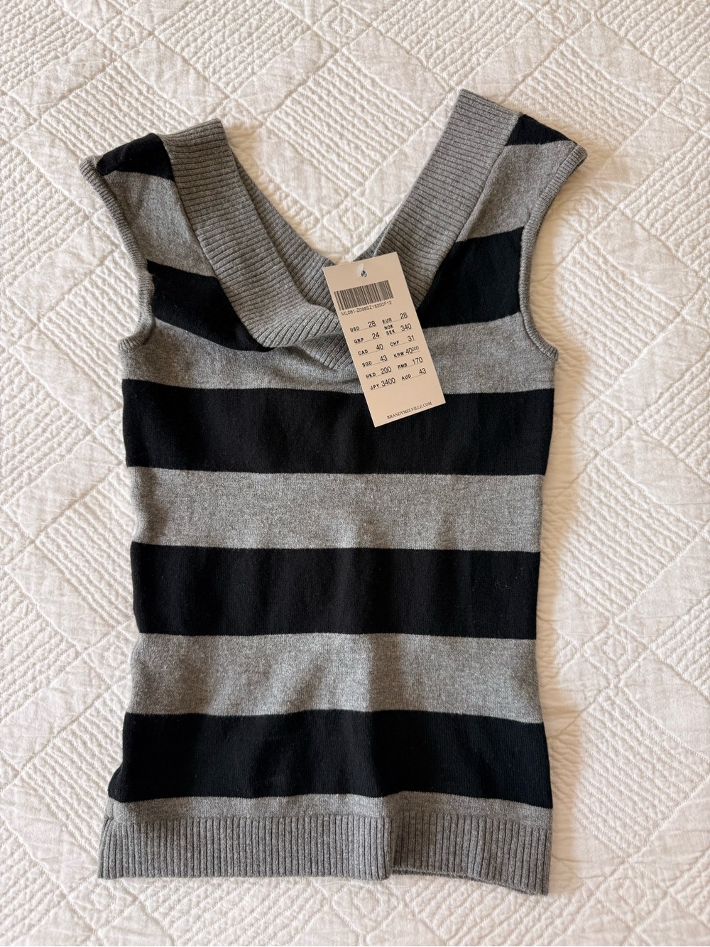 NWT Brandy Melville Sleeveless Black and Gray Striped Knit Tank